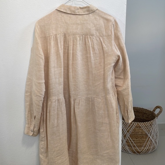 Halston oatmeal linen shirt dress - Picture 7 of 14